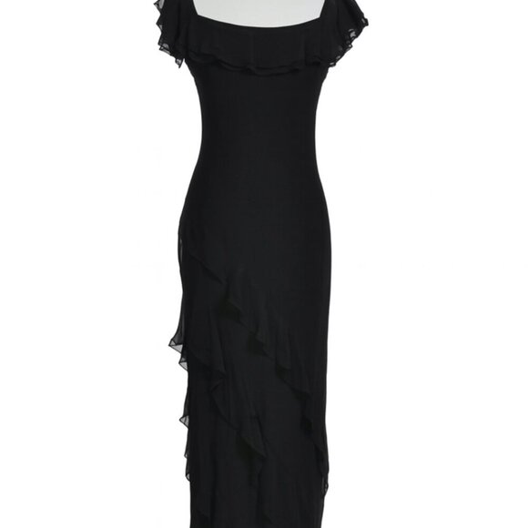 wild fable Dresses & Skirts - Wild Fable Black Ruffle Maxi Dress Chic Short Sleeve, Effortless Elegance NWT
